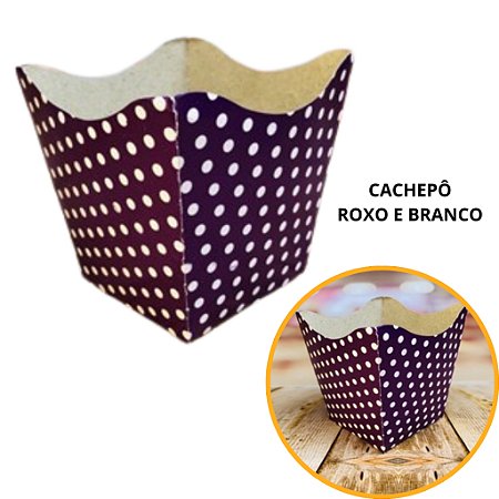 10 Cachepo Festa Poá Roxo/Branco 9X9X7 cm Vaso Decoração 2.27 (Nc Toys Cachepo)