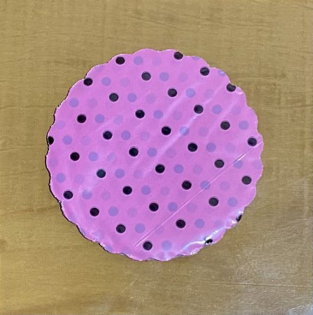 100 Tapetinhos Fundo P/ Doces 7 Cm Poá Rosa/Marrom ( Aia )
