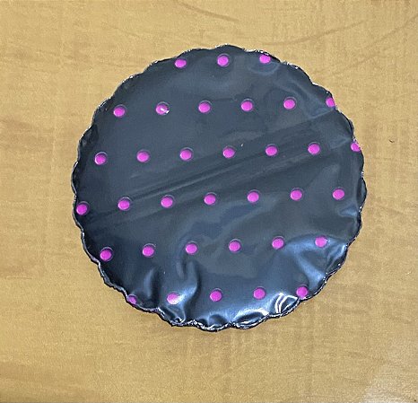 100 Tapetinhos Fundo P/ Doces 7 Cm Poá Preto/Pink ( Aia )