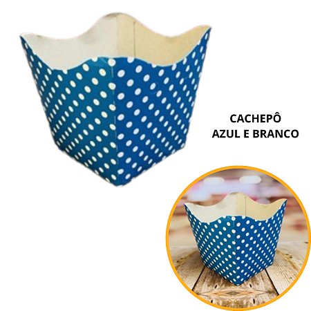 10 Cachepo Festa Poá Azul/Branco 9X9X7 cm Vaso Decoração 2.18 (Nc Toys Cachepo)