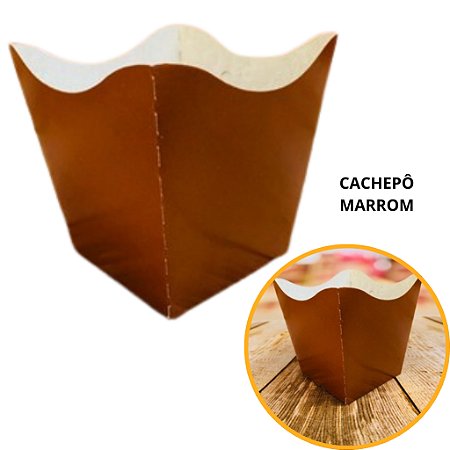 10 Cachepo Festa Marrom 9X9X7 cm Vaso Decoração 2.14 (Nc Toys Cachepo)