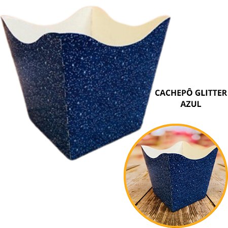 10 Cachepo Festa Imitação Glitter Azul 9X9X7 cm Vaso Decoração 2.70 (Nc Toys Cachepo)