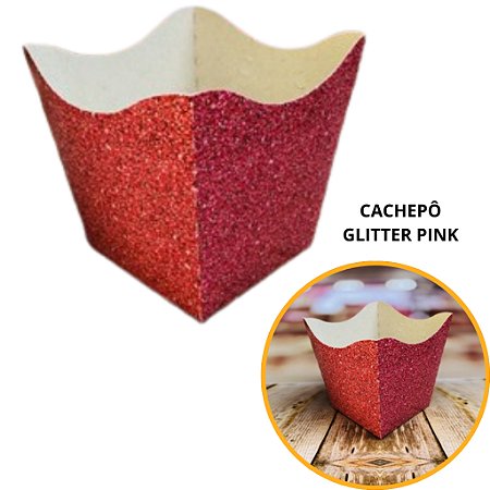 10 Cachepo Festa Imitação Glitter Pink 9X9X7 cm Vaso Decoração 2.67 (Nc Toys Cachepo)