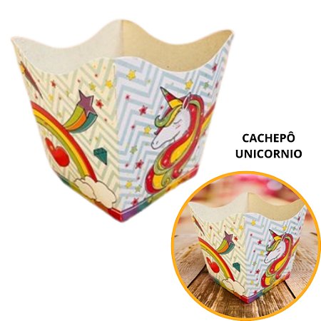 10 Cachepo Festa Unicornio 9X9X7 cm Vaso Decoração 68.1 (Nc Toys Cachepo)