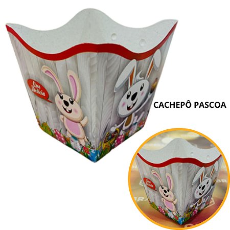10 Cachepo Festa Páscoa 9X9X7 cm Vaso Decoração 65.1 (Nc Toys Cachepo)