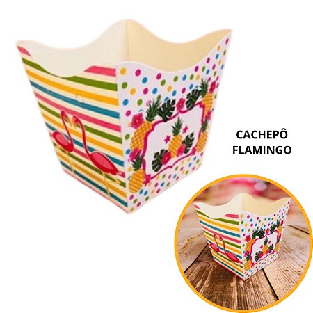 10 Cachepo Festa Flamingo 9X9X7 cm Vaso Decoração 67.1 (Nc Toys Cachepo)