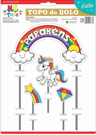 Topo De Bolo Parabéns Unicórnio   96.12   (Nc Toys)