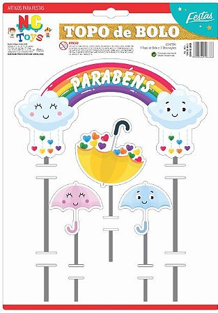Topo De Bolo Parabéns Chuva De Amor  96.4   (Nc Toys)