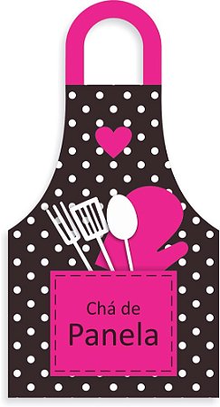 8 Convites Chá De Panela Avental Rosa/Preto 14.39  (Nc Toys Convites)