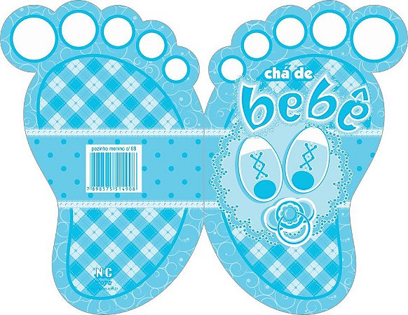 8 CONVITES CH DE BEB PEZINHO MENINO AZUL 36.1 NC TOYS CONVITE