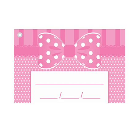 50 TAGS LEMBRANÇINHAS LINHA LAÇO ROSA 27.14 (NC TOYS)