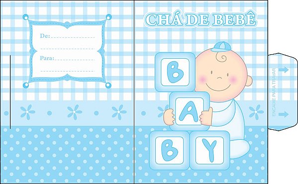 10 Convites Chá De Bebê Menino Azul 14.1  (Nc Toys Convites)