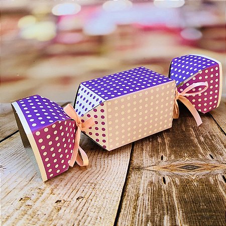 10 Caixa Bala Lembrancinha Festa Póa Lilás/Branco 8.5 (Nc Toys)