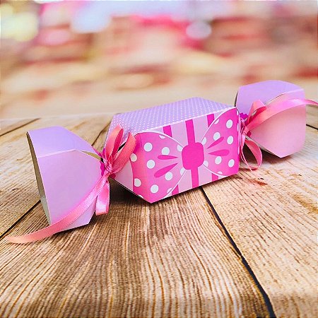 10 Caixa Bala Lembrancinha Festa Laço Rosa 41.4 (Nc Toys)