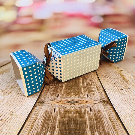 10 Caixa Bala Lembrancinha Festa Póa Azul/Branco 8.14 (Nc Toys)