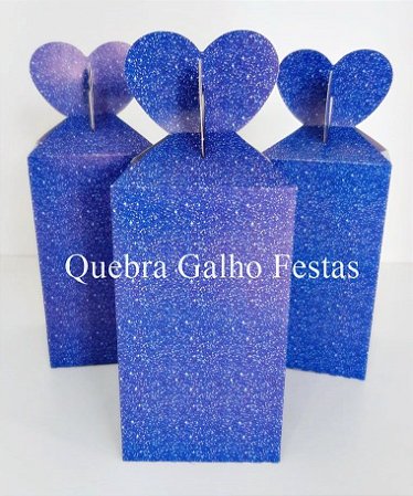 5 CAIXA CORAÇÃO LEMBRANCINHA IMITAÇÃO GLITTER AZUL  74.7  ( NC TOYS CAIXA CORAÇÃO )