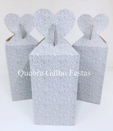 5 CAIXA CORAÇÃO LEMBRANCINHA IMITAÇÃO GLITTER PRATA  74.2  ( NC TOYS CAIXA CORAÇÃO )