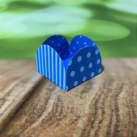 50 Forminhas Listras Poá Azul/Azul Claro Para Doces 4 Pétalas 3,3X3,3X2,2  10.36 (Nc Toys Simples)