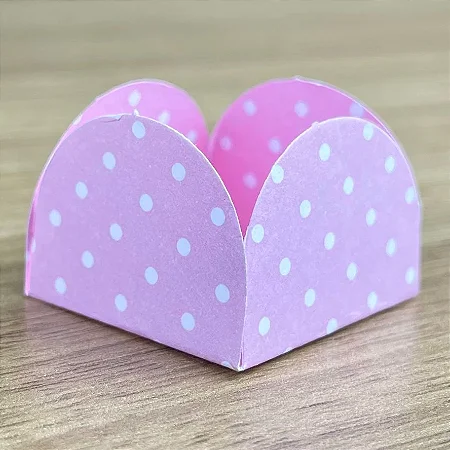 50 Forminhas Poá Rosa/Branco Para Doces 4 Pétalas 3,3X3,3X2,2 10.22 (Nc Toys Simples)
