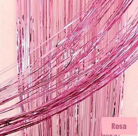Cortina Metalizada Para Festa Rosa 1Mx2M (Ex)