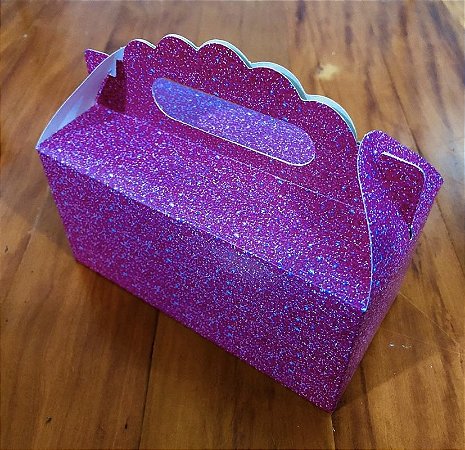 5 Caixa Maleta Lembrancinha Imitação Glitter Pink   16X13X8Cm  73.4   ( Nc Toys )