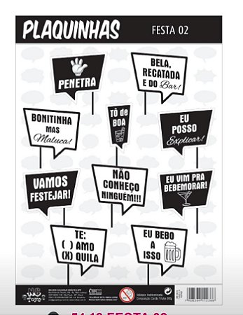 Kit 10 Plaquinhas Festa 2  P/Selfie  54.18   ( Selfie Nc Toys )