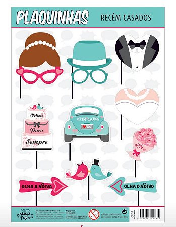 Kit 10 Plaquinhas Recém Casados  P/Selfie  54.15   ( Selfie Nc Toys )