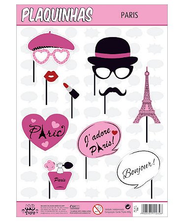 Kit 10 Plaquinhas Paris  P/Selfie  54.14  ( Selfie Nc Toys )