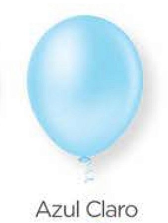 50 Balão Azul Claro Liso Festa N°7 Pera Pic Pic