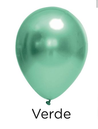 25 Balão Verde Platinado Redondo N°9 Pic Pic