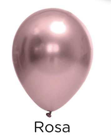 25 Balão Rosa Metálico Cromado Redondo Nº5 (Festball)