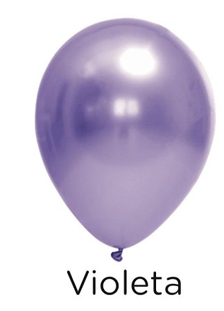 25 Balão Violeta Metálico Cromado Redondo Nº5 (Festball)