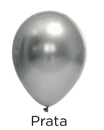 25 Balão Prata Metálico Cromado Redondo Nº5 (Festball)