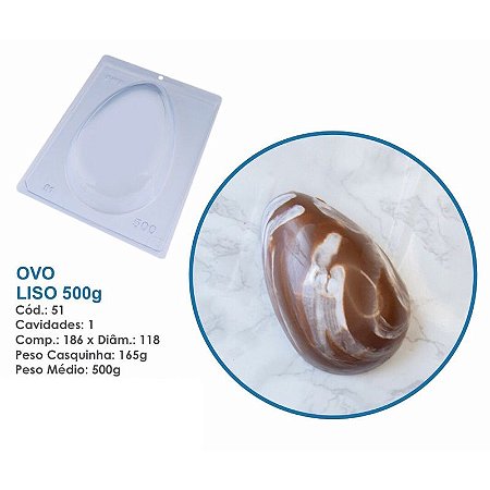 Forma Bwb Ovo De Páscoa 500 Gramas Liso 3 Partes C/ Silicone Cod-51 (Bwb Especial)  (BWB PASCOA)