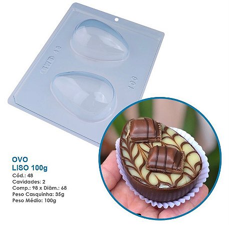 Forma Bwb Ovo De Páscoa 100 Gramas Liso 3 Partes C/ Silicone Cod-48 (Bwb Especial)  (BWB PASCOA)