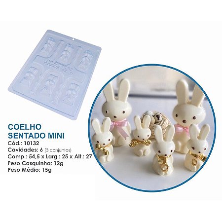 Forma Bwb Páscoa Coelho Sentado Mini 3 Partes C/ Silicone 15G Cod-10132 (Bwb Especial)  (BWB PASCOA)
