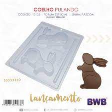 Forma Bwb Coelho Pulando Páscoa 3 Partes C/ Silicone 115G Cod-10135 (Bwb Especial)  (BWB PASCOA)