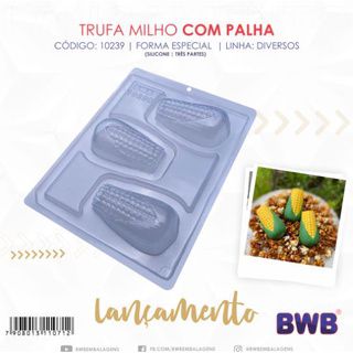 Forma Bwb Trufa Milho Com Palha Festa Junina 3 Partes C/ Silicone 75G Cod-10239 (Bwb Especial) FESTA JUNINA 2025