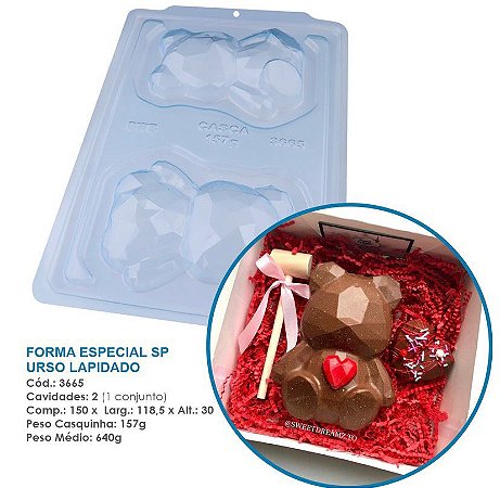 Forma Silicone Bwb Urso Lapidado 640G Cod-3665 (Bwb Especial)