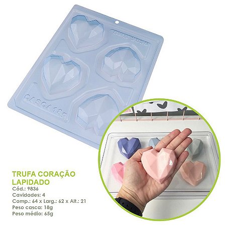 Trufa Coração Lapidado Forma Bwb Com Silicone 65G 3 Partes Cod-9836 (Bwb Especial)