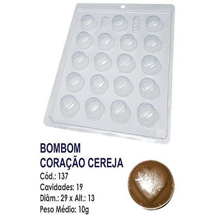 Forma Bwb Simples Bombom Coração Cereja 10G Cód. BWB137 ( BWB SIMPLES )