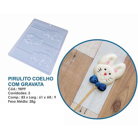Forma Bwb Simples Pirulito Coelho Com Gravata Cód. 9899  ( BWB SIMPLES )