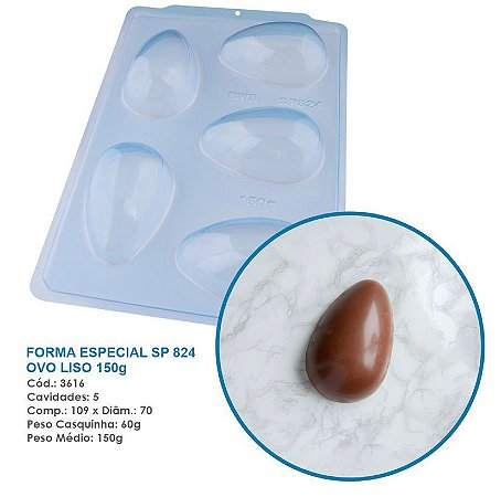Forma Bwb Sp 824 Ovo De Páscoa Liso Silicone 3 Partes 150g Profissional Cod-3616  (Sp Especial)
