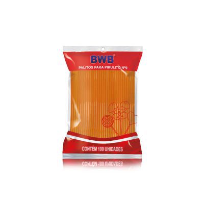 Palitos Para Pirulito 100 Unidades Pequeno 09Cm- Laranja (Bwb Palito)