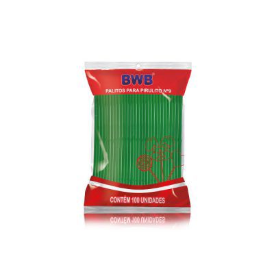 Palitos Para Pirulito 100 Unidades Pequeno 09Cm- Verde (Bwb Palito)