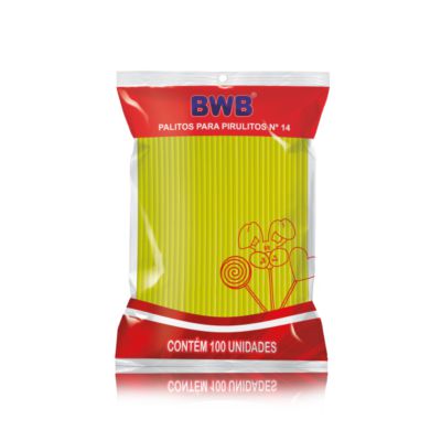 Palitos Para Pirulito 100 Unidades Médio 14Cm - Amarelo Sólido (Bwb Palito) 9479