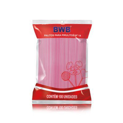 Palitos Para Pirulito 100 Unidades Médio 14Cm- Rosa (Bwb Palito)