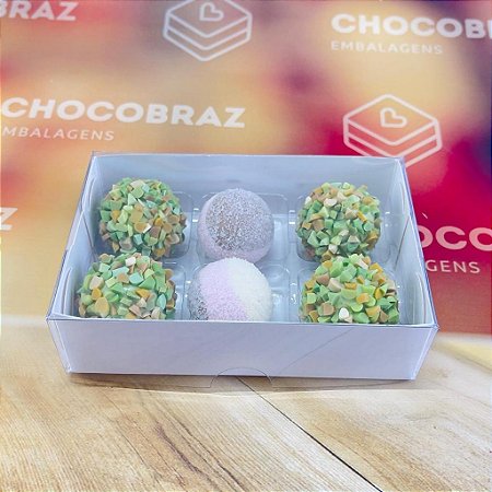 10 Caixa 6 Doces 8X12X3 Branca Com Berço 6 Cav Branca (Yin) P0333