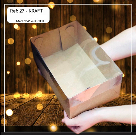 5 Caixa Retangular Presente Alta Kraft 25X16X10  (Yin) Cod P0160