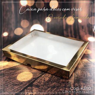 10 Caixas Presente Doces  C/Visor Ouro Laminada 29X22X3 Kb10  (Kb)